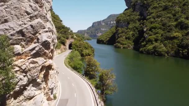 Повітряні Кадри Звивистої Ріки Ебро Кастилії Іспанія — стокове відео