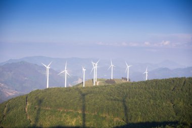 wind generators in the mountains of the Basque Country at sunset. High quality photo