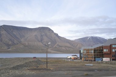 view of the city of Longyearbyen in Svalbard Islands, Norway. High quality photo