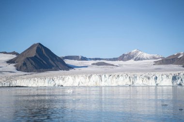 landscape view of an ice glacier in Svalbard islands, in the arctic sea . High quality photo