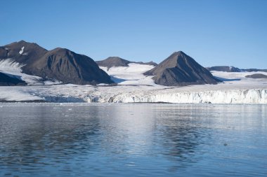 landscape view of an ice glacier in Svalbard islands, in the arctic sea . High quality photo