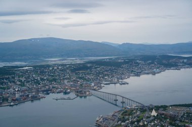 panoramical view of the city of Tromso in northern Norway. High quality photo