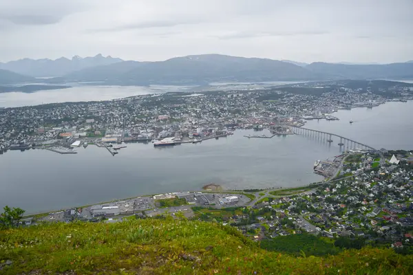 Panoramical View City Tromso Northern Norway High Quality Photo — Foto de Stock