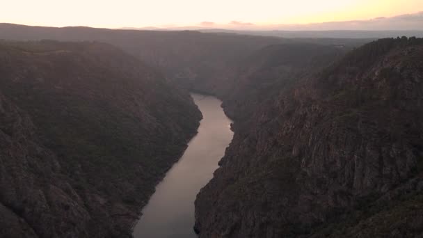 Aerial View Canyon River Sil Ribeira Sacra Galicia Spain High — Stock Video