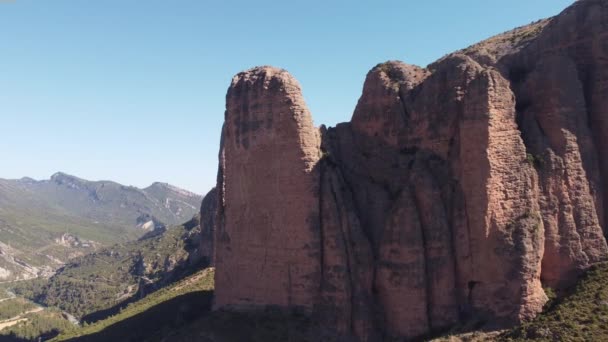 Вид Вертикальных Каменных Стен Мальос Риглос Уэска Испания Высококачественные Кадры — стоковое видео