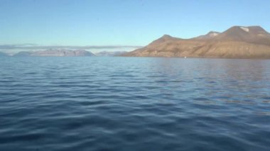 Norveç 'in Svalbard Adaları kıyısındaki Arktik Okyanusu' nun deniz manzarası. Yüksek kalite 4k görüntü