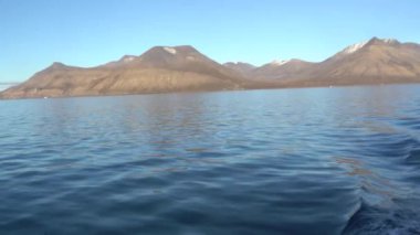 Norveç 'in Svalbard Adaları kıyısındaki Arktik Okyanusu' nun deniz manzarası. Yüksek kalite 4k görüntü