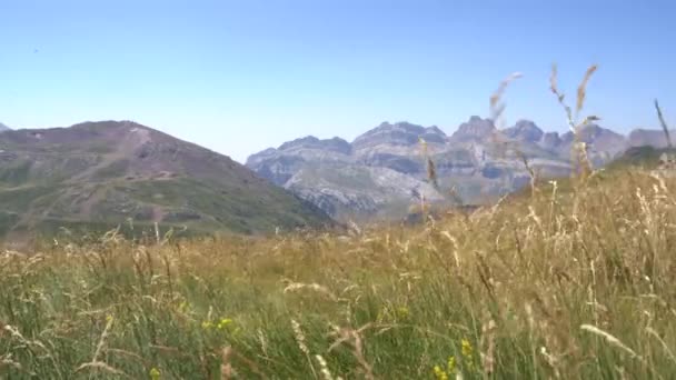 Panoramablick Auf Die Spanischen Pyrenäen Einem Windigen Tag Hochwertiges Filmmaterial — Stockvideo