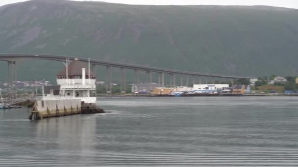 Bateau Naviguant Dans Les Eaux Port Tromso Norvège Images Haute — Video