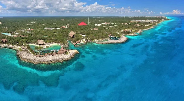 Widok Powietrza Delfinarium Hotel Riwiera Maya Plaży — Zdjęcie stockowe