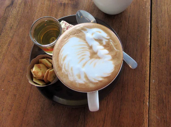 Caf Latte Dragon Coffee Art — Stock Photo, Image