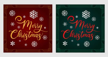 Kırmızı ve Altın Mutlu Noeller Bayrağı. Yeşil ve Kırmızı Mutlu Noeller bayrağı. Noel kartları. Süslü Kartvizit