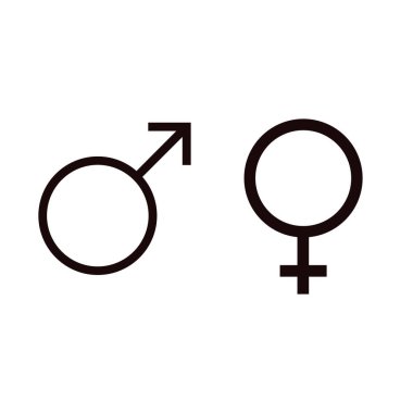 Beyaz arkaplanda erkek ve kadın işareti