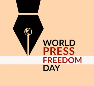 Dünya Basın Özgürlüğü Günü resmedilmiş şeftali arka planda kara kalem dünyası