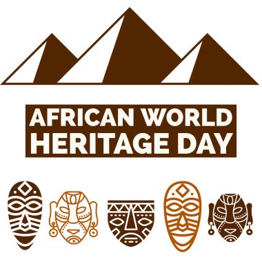 Beyaz arka planda izole edilmiş mezar ve maskelerin Afrika 'daki dünya mirası