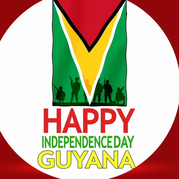 Feliz Día Independencia Guyana Fondo Pantalla Con Bandera Ondeante Celebración — Foto de Stock