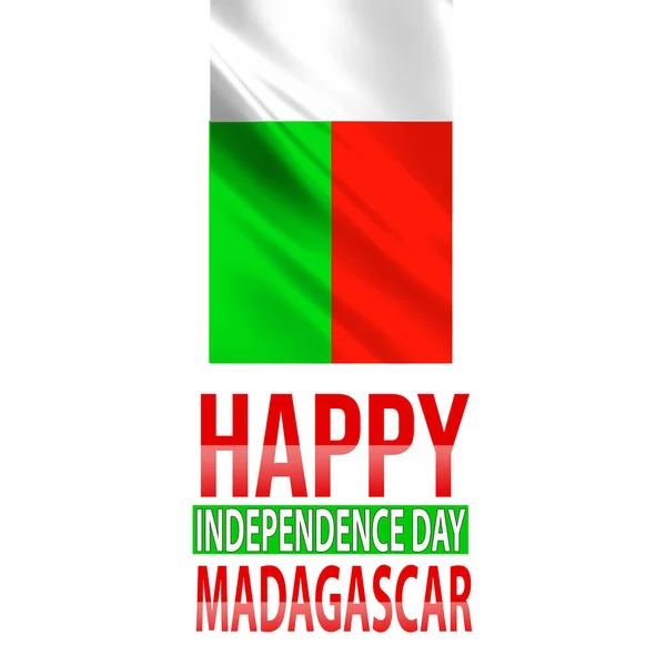 Feliz Dia Independência Madagáscar Papel Parede Com Bandeira Ondulada Abstrato — Fotografia de Stock