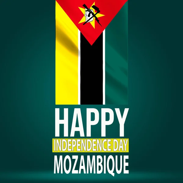Feliz Día Independencia Mozambique Fondo Pantalla Con Bandera Ondeante Celebración — Foto de Stock