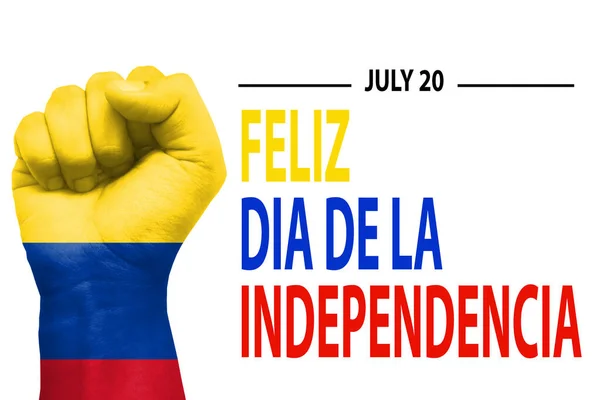 독립기념일 현대의 추상적 Fist 콜롬비아 국기로 그려진 의새로운 — 스톡 사진