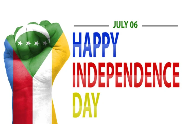 Happy Independence Day Modern Abstract Background Fist Painted Comoros Flag — 스톡 사진