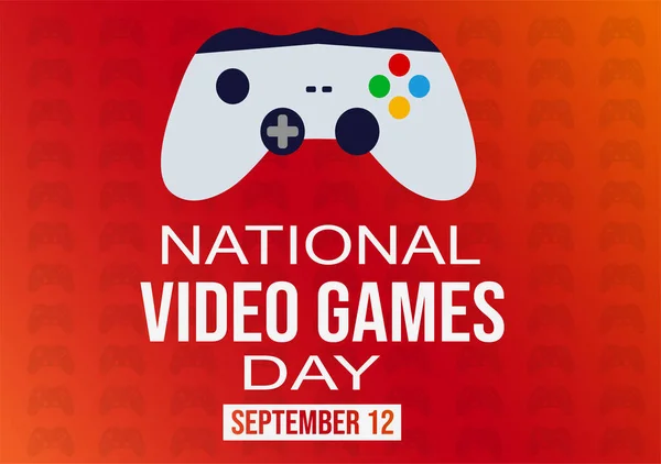 National Video Games Day Abstract Poster Design with Controller and Typography