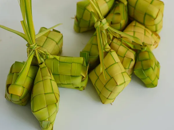 Ketupat Rice Dumpling Isolated White Background Concept Eid Fitr — Stock Photo, Image