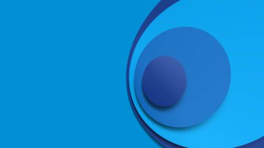 Çember şekilli üç boyutlu mavi arkaplan. Mavi geometrik doku. Metin için boşluk.