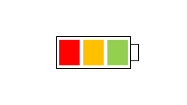 Battery Icon Charging Red Orange Green Indicators Motion Graphics — Stock Video