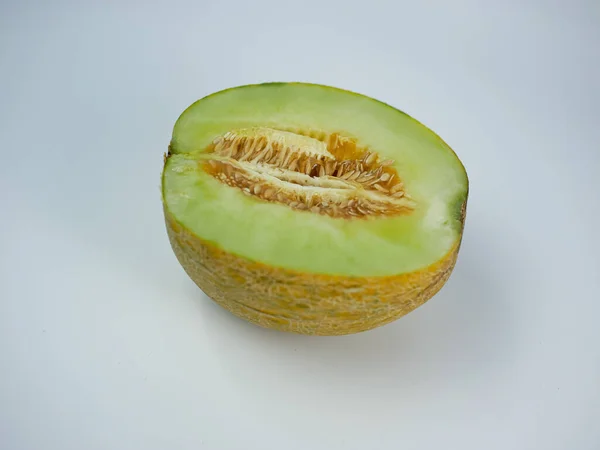 Half Sliced Melon Isolated White Background — Stock Photo, Image