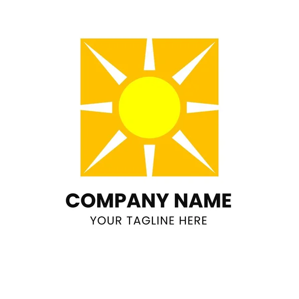 Logotipo Sol Brilhante Forma Quadrada — Vetor de Stock