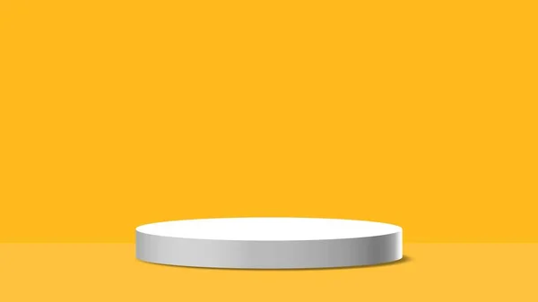 Weißer Produkthintergrundständer Oder Podiumspodest Auf Leerem Display Mit Orangefarbenem Hintergrund — Stockfoto