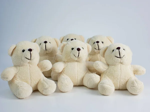 Grupo Ursos Pelúcia Brancos Isolados Fundo Branco — Fotografia de Stock