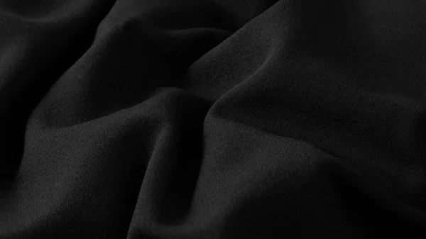 Элегантная Черная Ткань Текстура Морщинистая Ткань Фон — стоковое фото