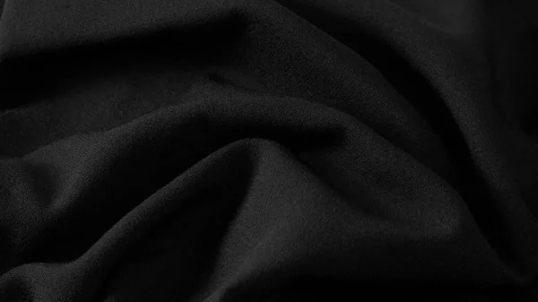 Elegant Black Fabric Texture Wrinkled Fabric Background — Stock Photo, Image