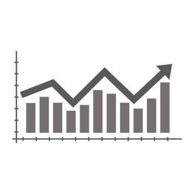 vector illustration of growing bar graph icon on white background.