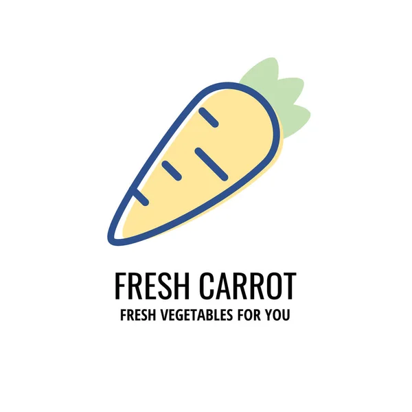 新鲜胡萝卜简单的标识模板 新鲜蔬菜矢量图标设计 直线型色彩风格 — 图库矢量图片