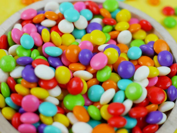 Gros Plan Bonbons Sucrés Colorés Bonbons Boule Arc Ciel — Photo