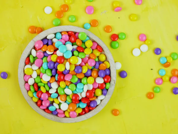 Top View Colorful Sweet Candy Rainbow Candy Sprinkles — Stock Photo, Image