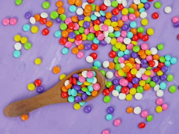 Top View Colorful Sweet Candy Rainbow Candy Sprinkles — Stock Photo, Image