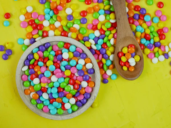 Top View Colorful Sweet Candy Rainbow Candy Sprinkles — Stock Photo, Image