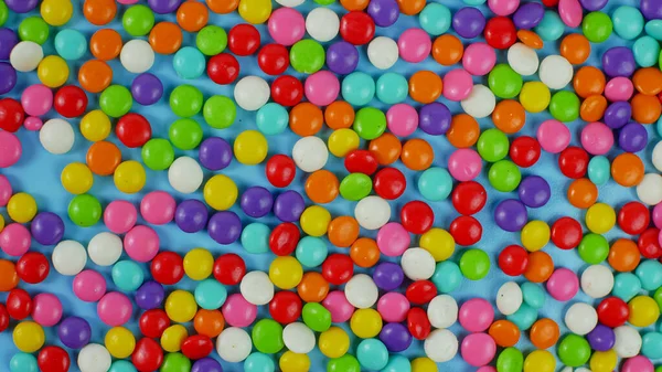 Colorful Sweet Candy Balls Blue Pastel Background Trendy Color Wallpaper — Stock Photo, Image