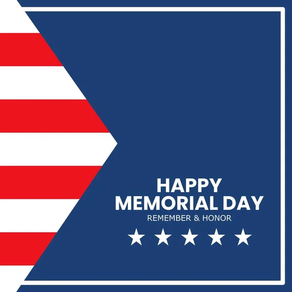 Memorial Day Square Template Social Media Content Remember Honor Striped — Stock Vector