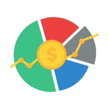 Ortasında dolar olan renkli turta grafiği