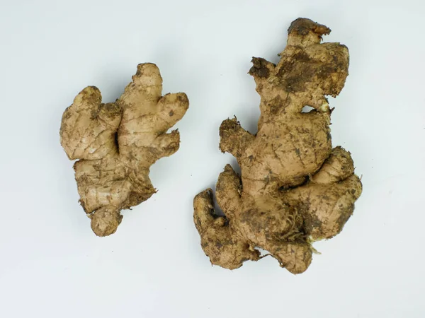 Ginger Root Isolated White Background View Top — Foto Stock