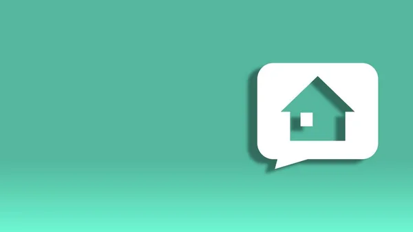Hausbau Ikone Sprechblase Isoliert Auf Grünem Hintergrund Rendering — Stockfoto