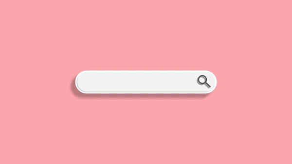 Weiße Minimale Leere Suchsymbolleiste Auf Rosa Hintergrund Web Suchkonzept Darstellung — Stockfoto