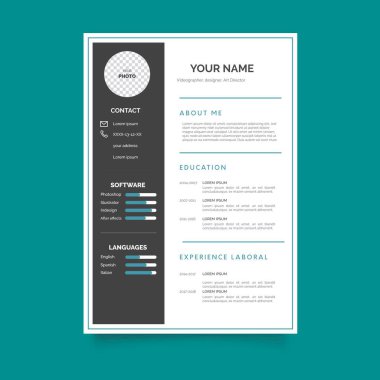CV şablonu ile erkek aday eğitim iş deneyim Ödülleri ve diğer bilgi özgeçmiş düz vektör çizim