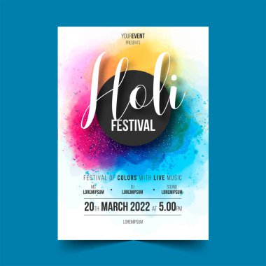 Holi festivali poster şablonu hazır yazdırma vektör çizimi