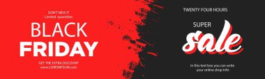 Kara Cuma süper satış web sitesi afişi kırmızı lekeli