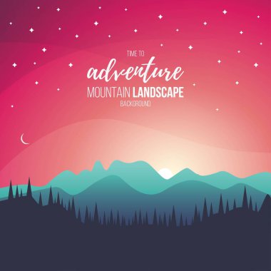 güzel gün batımı manzara vektör tasarımı çizimi